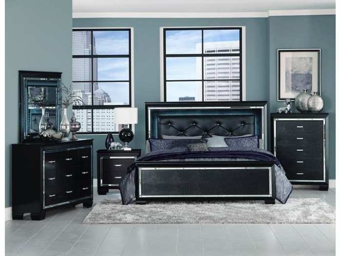 Turin lacquer platform casegoods contemporary jm headboard comfyco ibestselections Black bedroom furniture with led lights